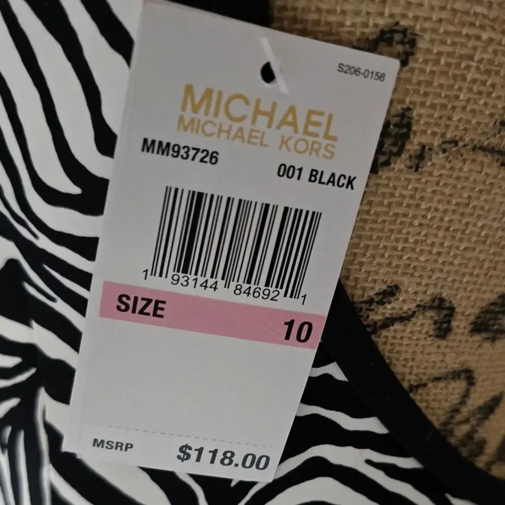 Michael Kors Womens Zebra Print High‎ Cut Scoop Back One Piece Swimsuit Size 10 - Picture 11 of 11